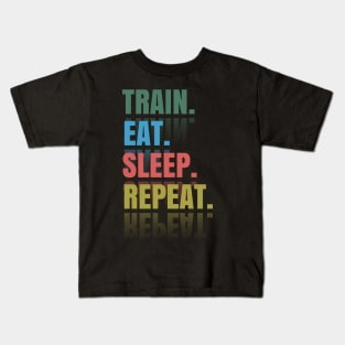 Train Eat sleep Repeat Kids T-Shirt